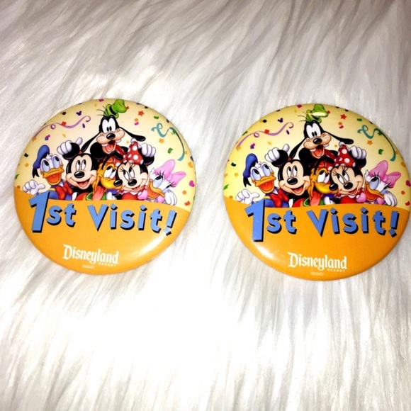 Disneyland 1st Visit! Button Pin Set of two